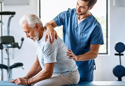 Dr. Komal Gaur demonstrating personalized physiotherapy in GTB Nagar.